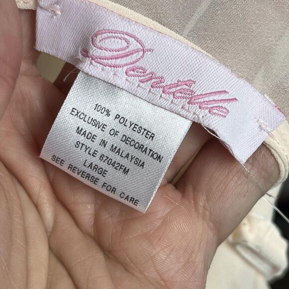 Y2K Dentelle Babydoll Lingerie Womens Large Beige Sheer Beaded Lace Fairycore - Picture 5 of 8